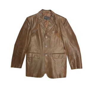 Cruze blazer leather jacket brown size L vintage retro